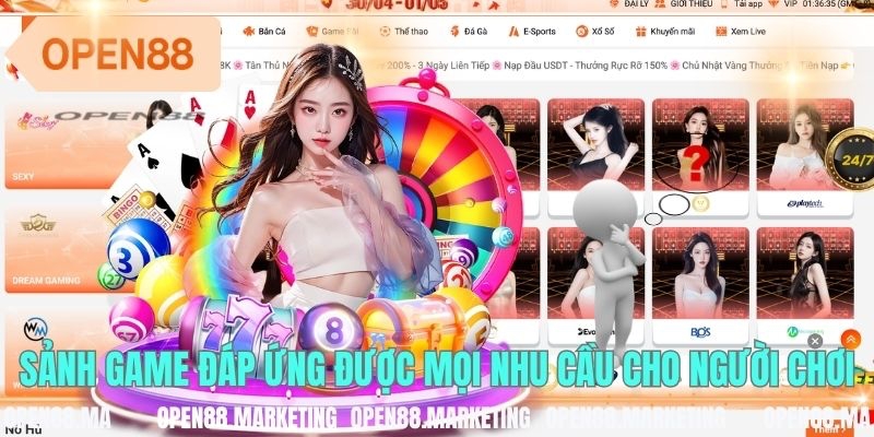 Sảnh game đáp ứng được mọi nhu cầu cho người chơi